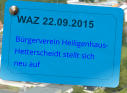 WAZ 22.09.2015  Brgerverein Heiligenhaus-Hetterscheidt stellt sich neu auf